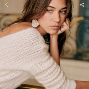 Sezane Cream Open-Knit Fuzzy Sweater